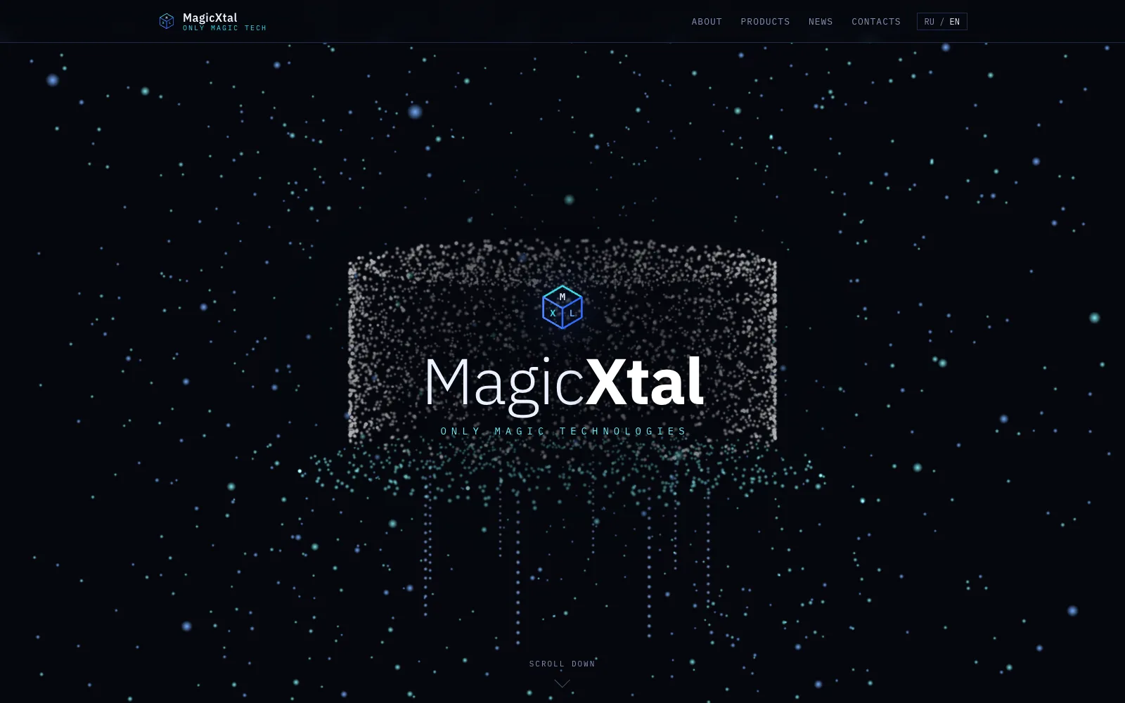 Magic Xtal — MXO37 point cloud — assembly choreographed by the page scroll